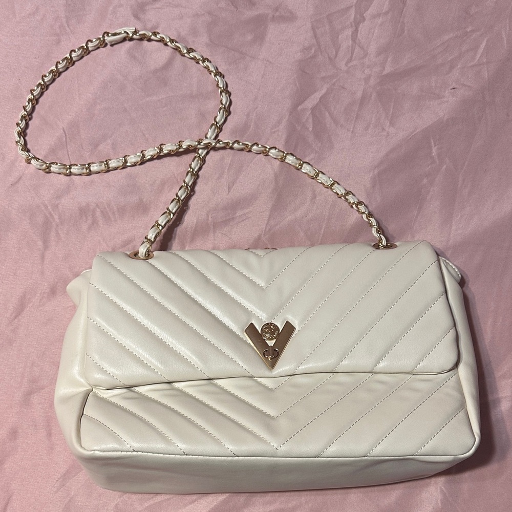 Valentino Orlandi Cream Quilted Shoulder Bag